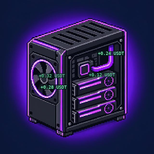 Obsidian mining system with animated USDT effects